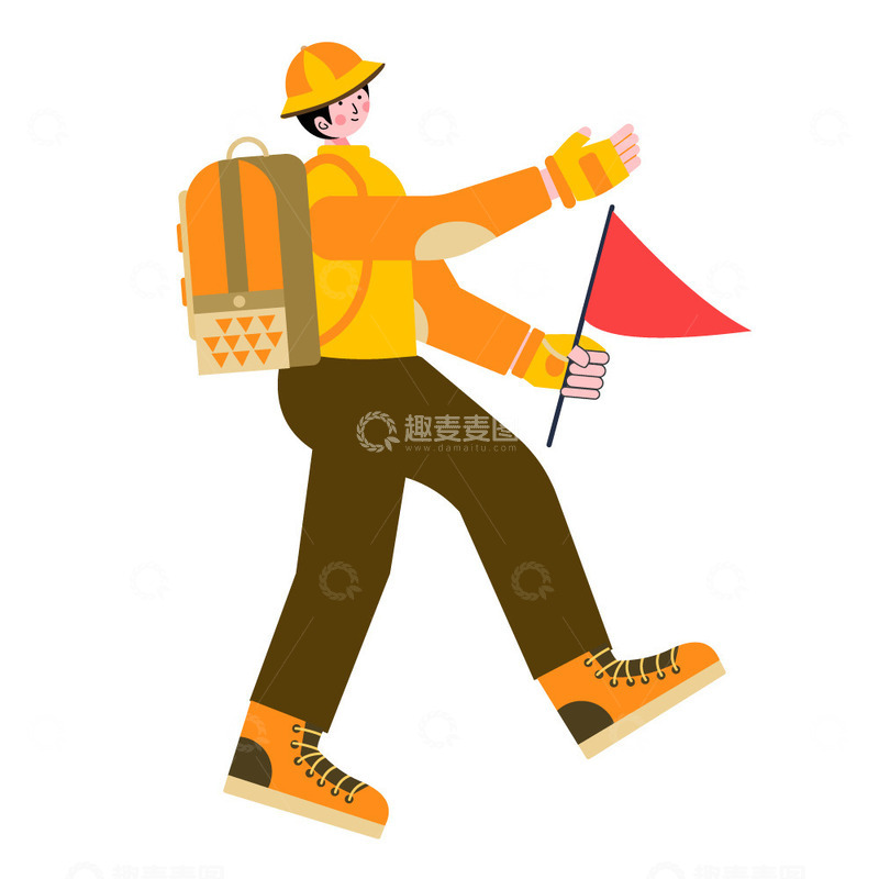 源文件下载【趣麦麦图】扁平插画重阳节登高登山男子