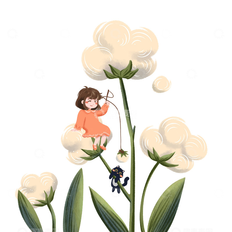 源文件下载【趣麦麦图】棉花猫咪少女