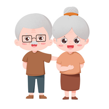 卡通手绘重阳节两位老人免抠元素