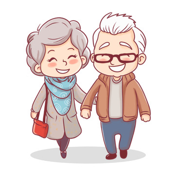 重阳节老年夫妻手绘素材