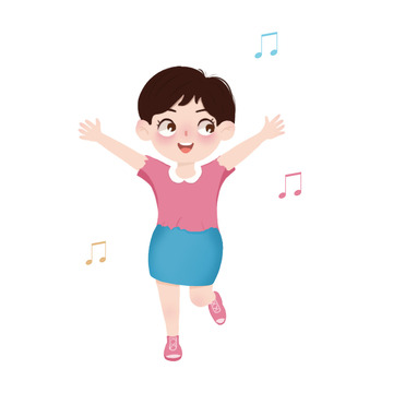 跳舞音乐女孩插画