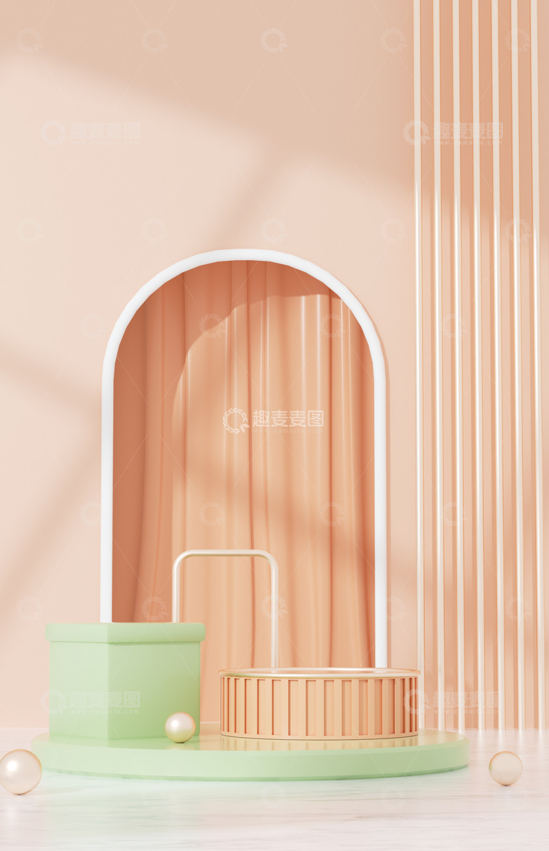 源文件下载【趣麦麦图】立体展台C4D立体海报背景橙色背景