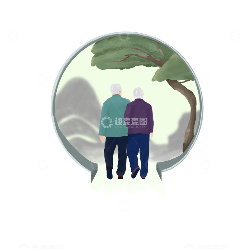 源文件下载【趣麦麦图】重阳节关爱老人陪伴风景