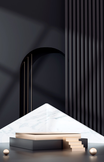 C4D立体黑金展台海报背景