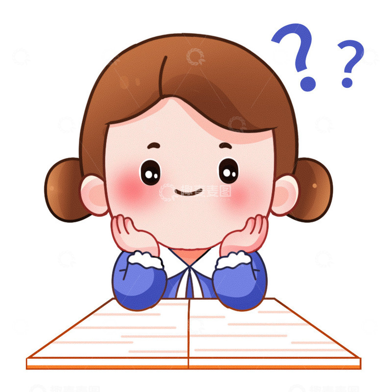 可爱卡通学生思考学习元素