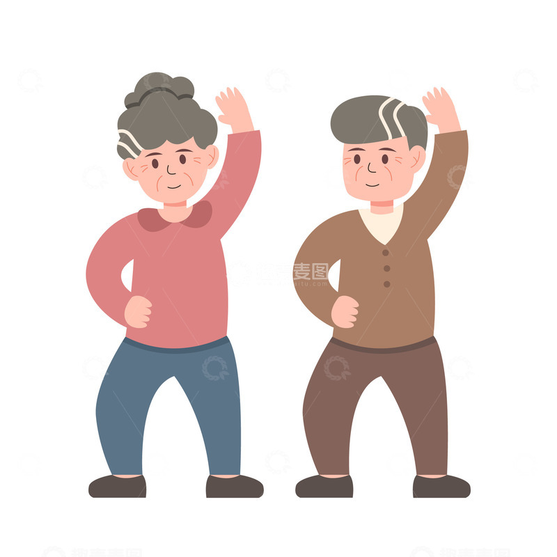源文件下载【趣麦麦图】卡通简约晨起锻炼的老人