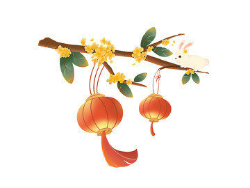 桂花树下的红灯笼