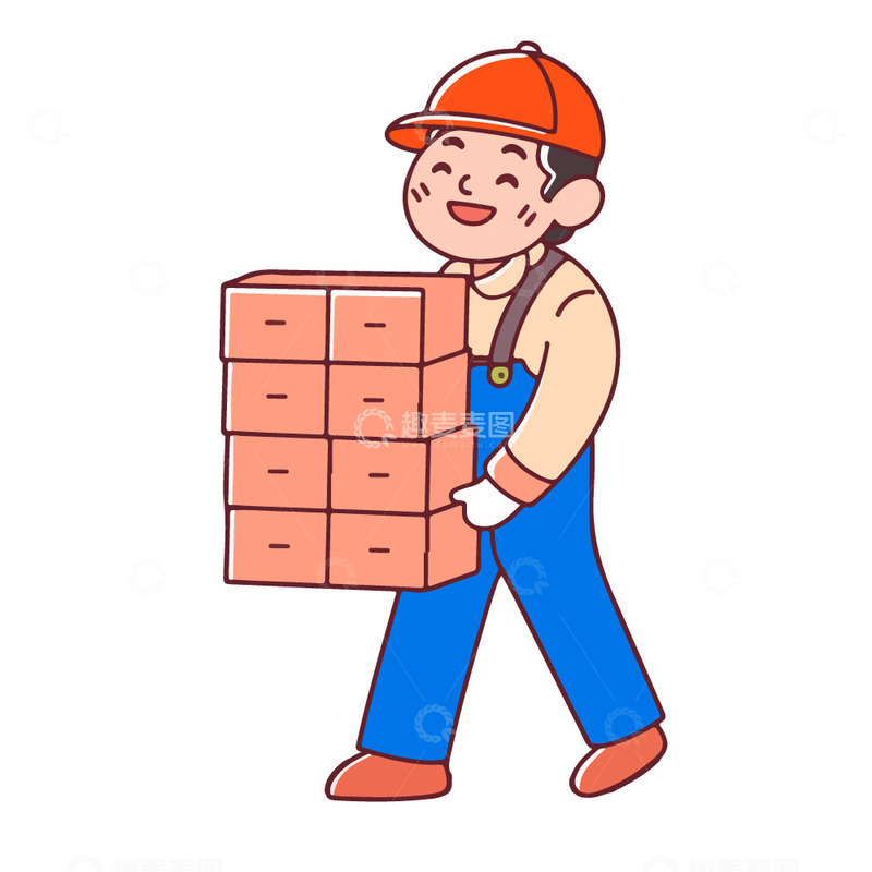 源文件下载【趣麦麦图】-在搬运的工人卡通插画