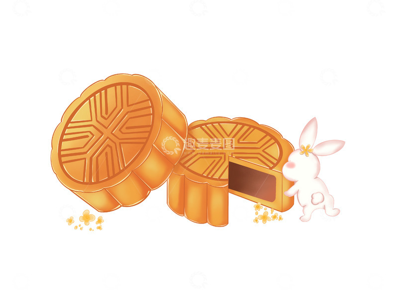源文件下载【趣麦麦图】玉兔和中秋月饼