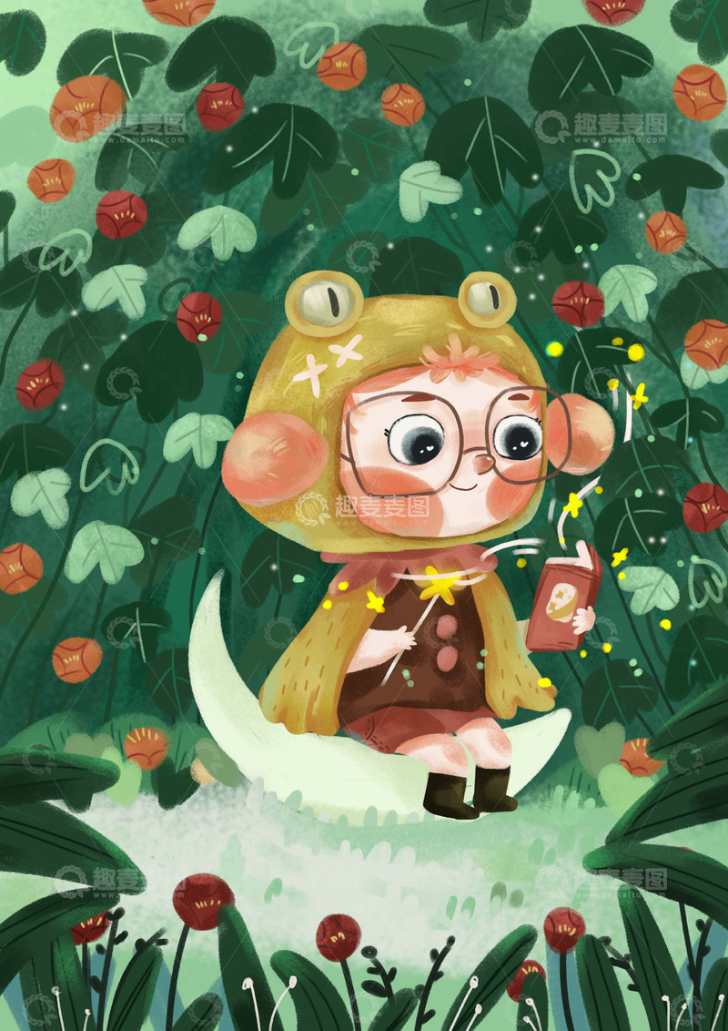 小男孩儿插文创插画卡通手绘可爱