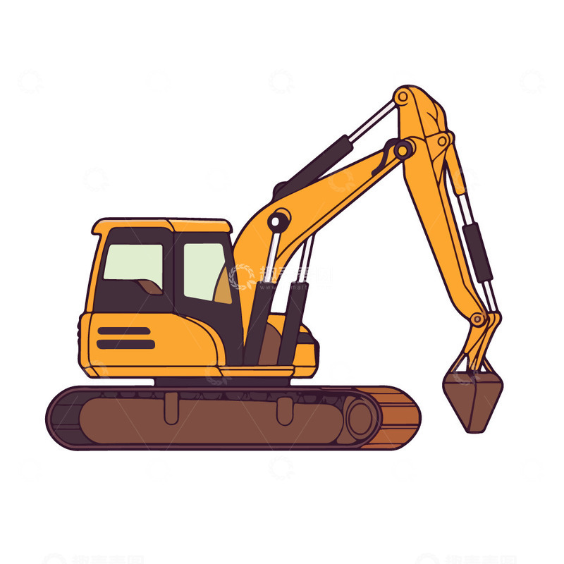 源文件下载【趣麦麦图】卡通挖掘机插画