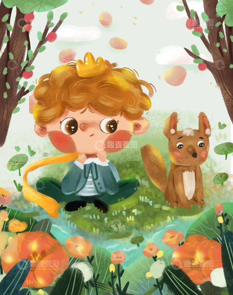 源文件下载【趣麦麦图】小男孩儿插手绘插画卡通文创