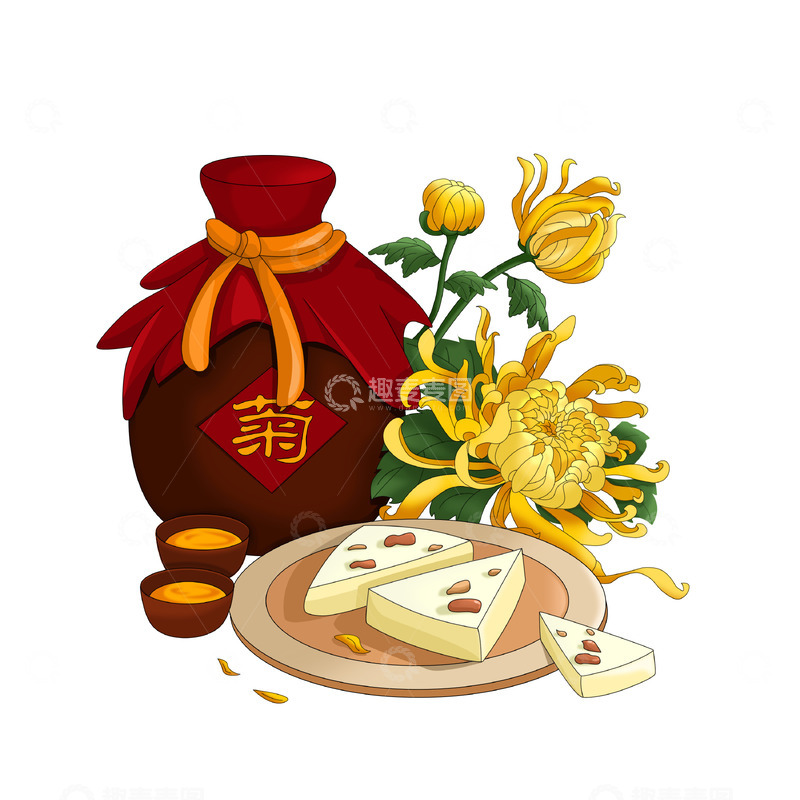 重阳节美食重阳糕菊花酒酒杯
