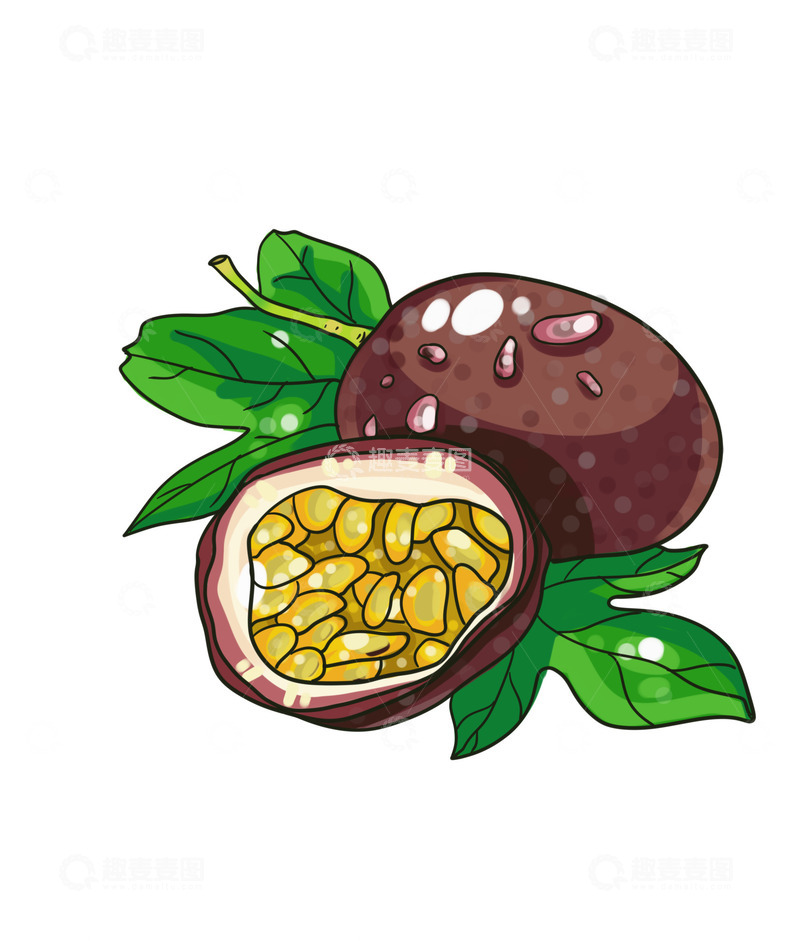 源文件下载【趣麦麦图】酸酸甜甜百香果新鲜水果