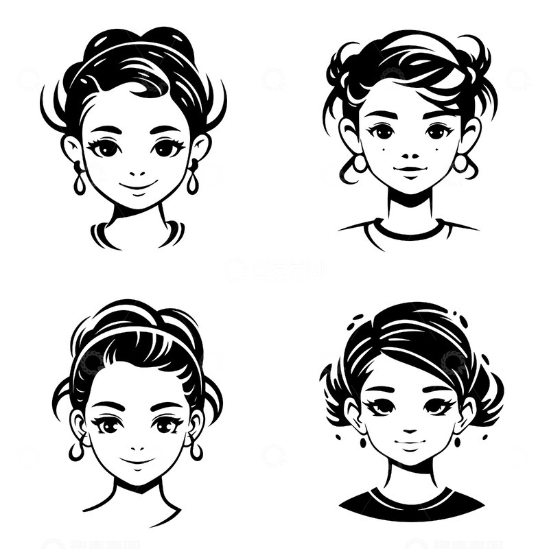 源文件下载【趣麦麦图】时尚卡通女孩青春头像