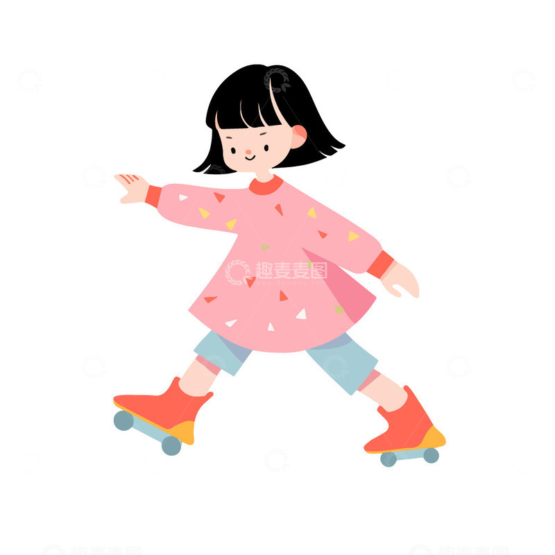 源文件下载【趣麦麦图】在滑冰的女孩子