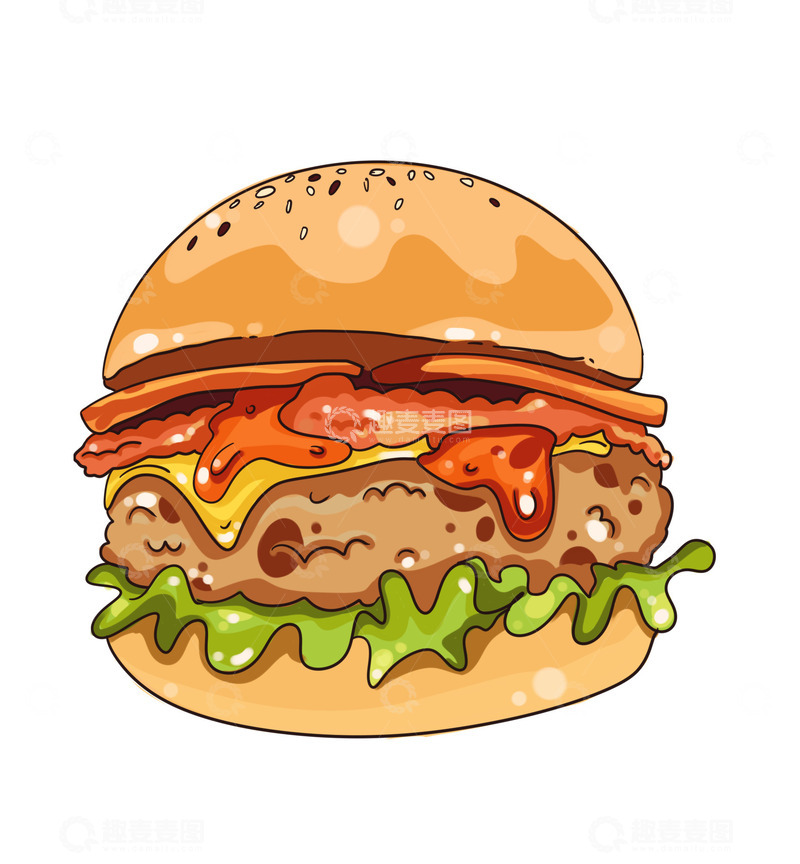 源文件下载【趣麦麦图】美味的牛肉大汉堡
