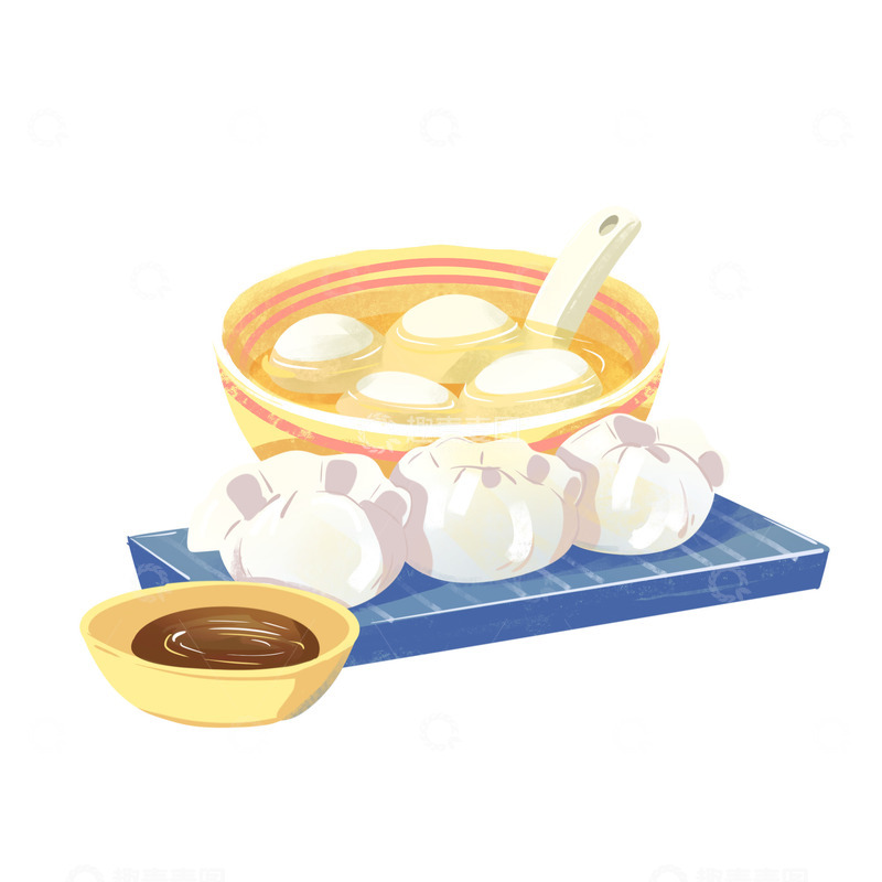 源文件下载【趣麦麦图】冬至汤圆吃饺子小吃