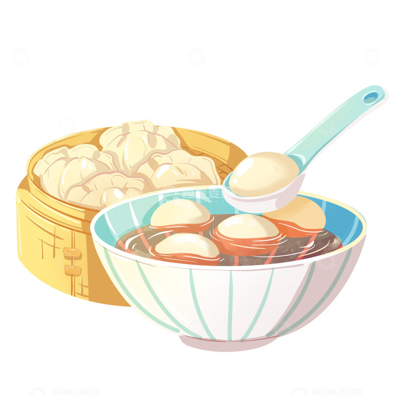 源文件下载【趣麦麦图】冬至汤圆吃饺子蒸饺