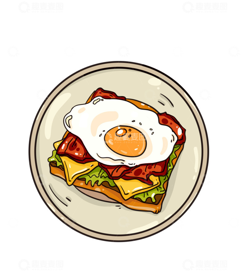 源文件下载【趣麦麦图】美味早餐鸡蛋培根