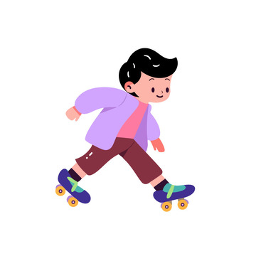 在滑冰的男孩插画