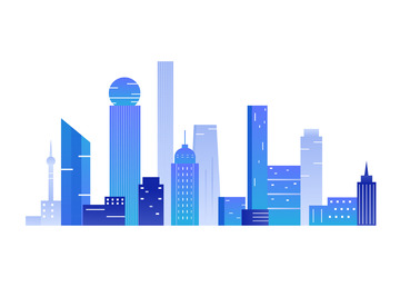 扁平蓝紫色渐变科技大厦剪影