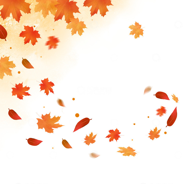 源文件下载【趣麦麦图】黄色文艺小清新秋季枫叶飘浮落叶装饰元素