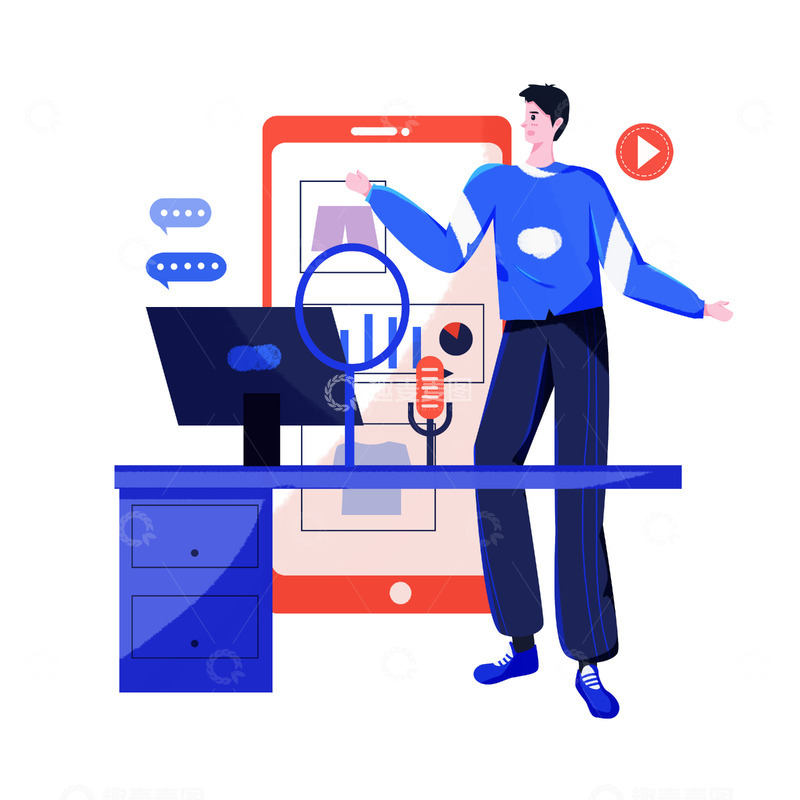 扁平商务直播场景