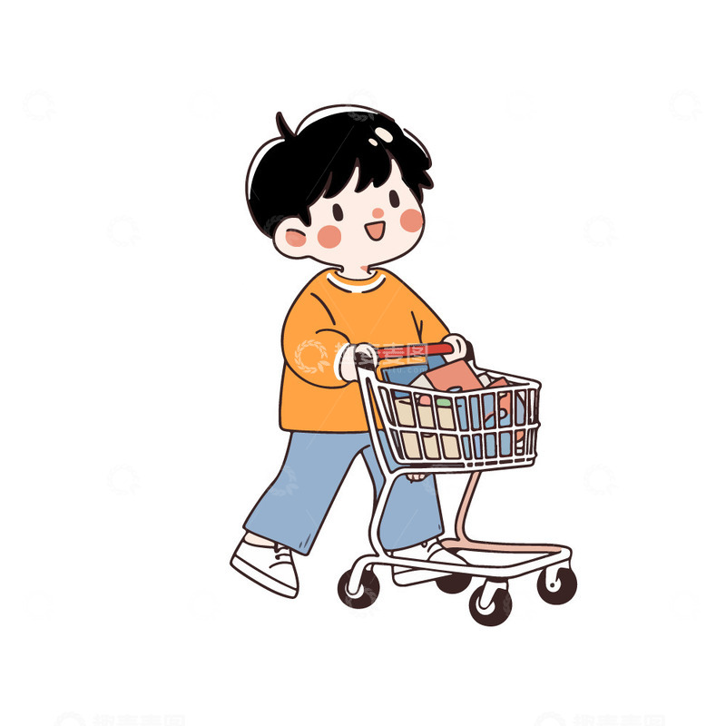 源文件下载【趣麦麦图】小男孩在购物