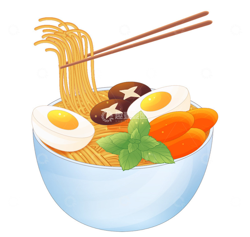 源文件下载【趣麦麦图】美食拉面面条插画元素