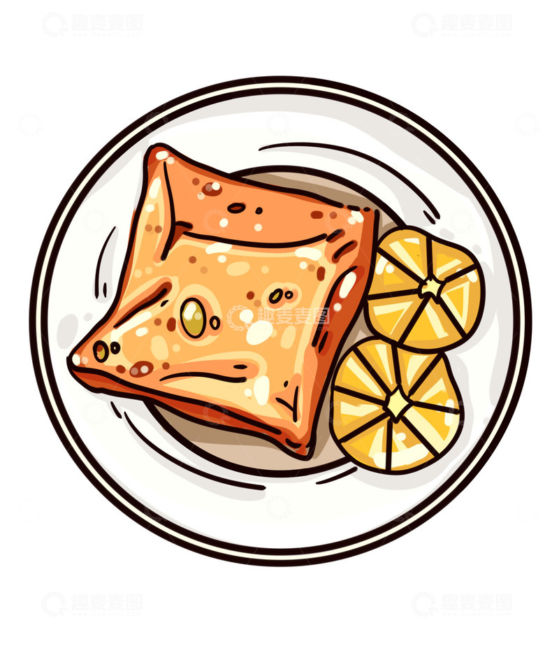 源文件下载【趣麦麦图】土司橙子美味早餐