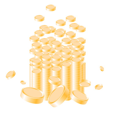 2.5D金色金币装饰插画矢量元素