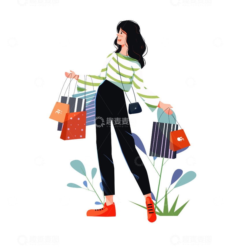 源文件下载【趣麦麦图】扁平简约购物促销