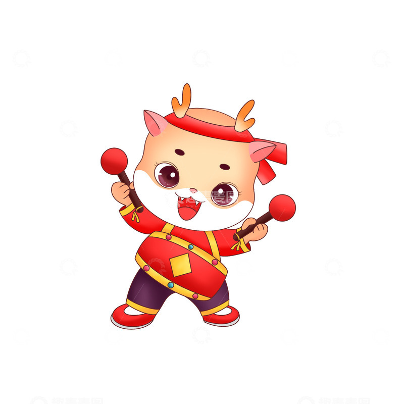 源文件下载【趣麦麦图】2024年元旦龙年卡通形像