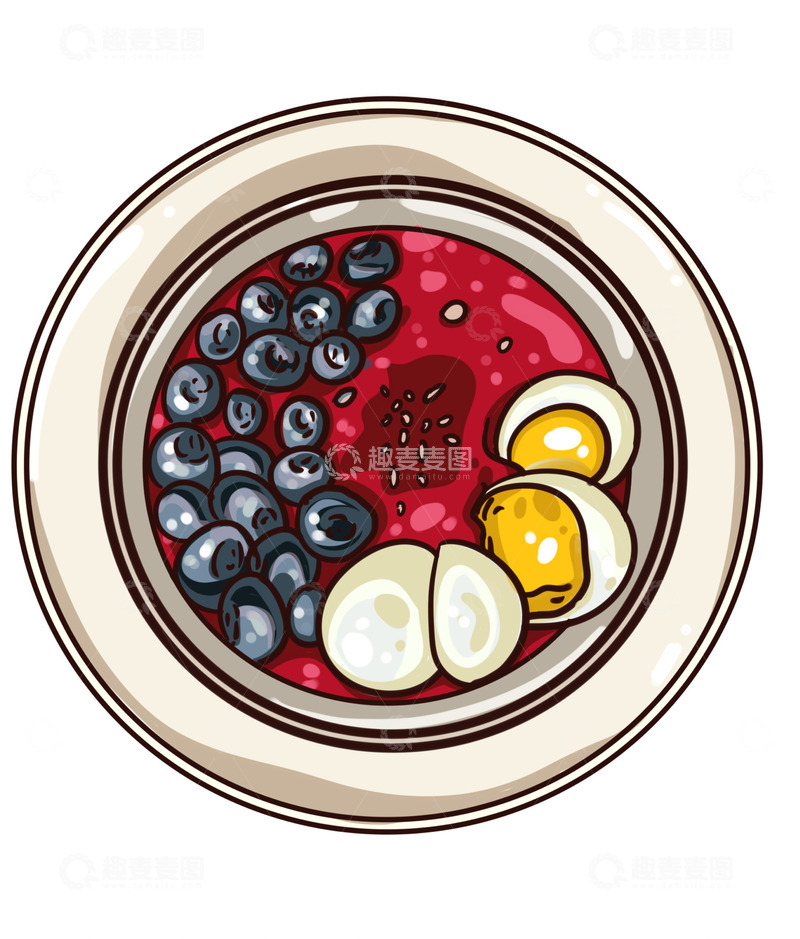 源文件下载【趣麦麦图】健康蓝莓鸡蛋早餐