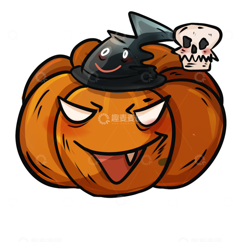 源文件下载【趣麦麦图】-万圣节南瓜骷髅