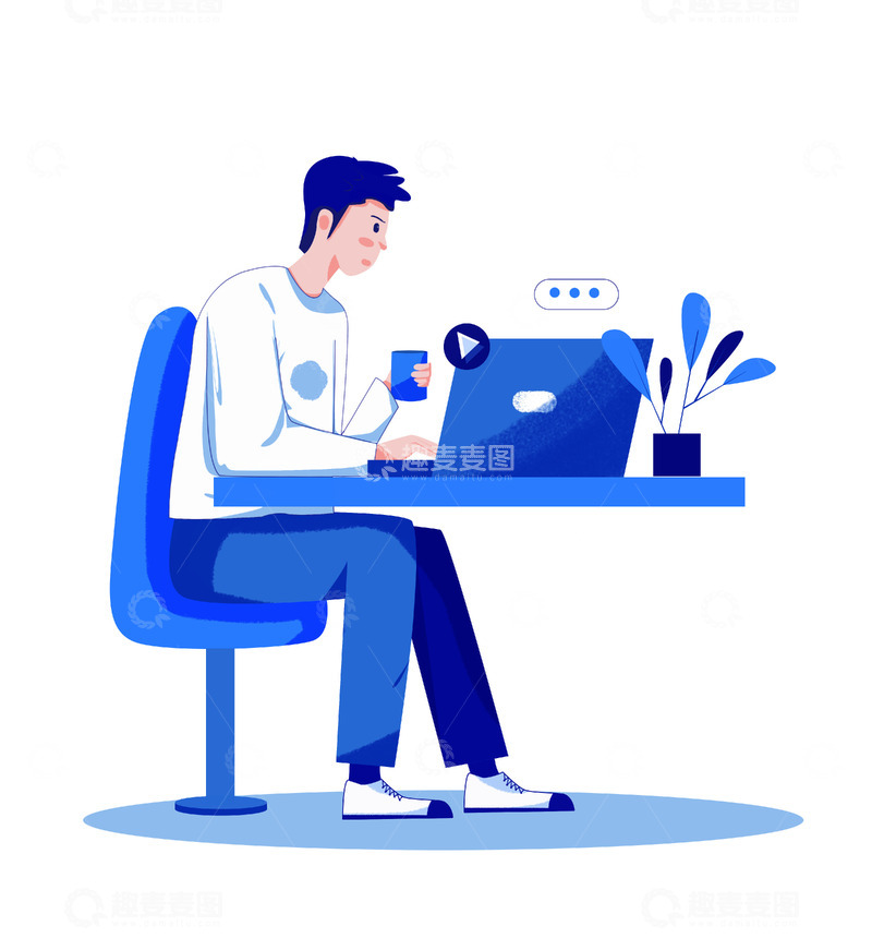 源文件下载【趣麦麦图】蓝色商务工作人物
