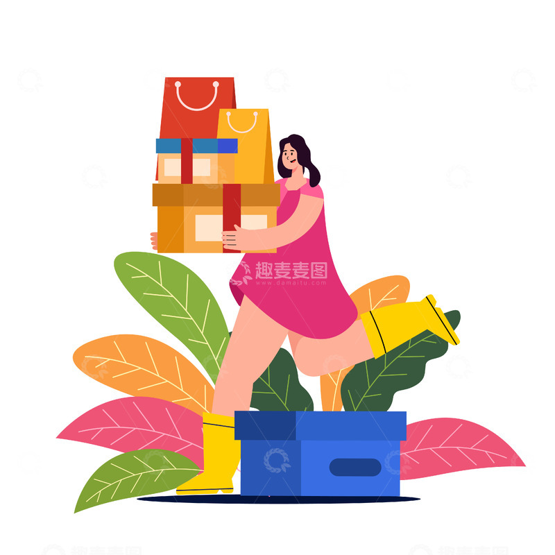 源文件下载【趣麦麦图】扁平化双十一插画