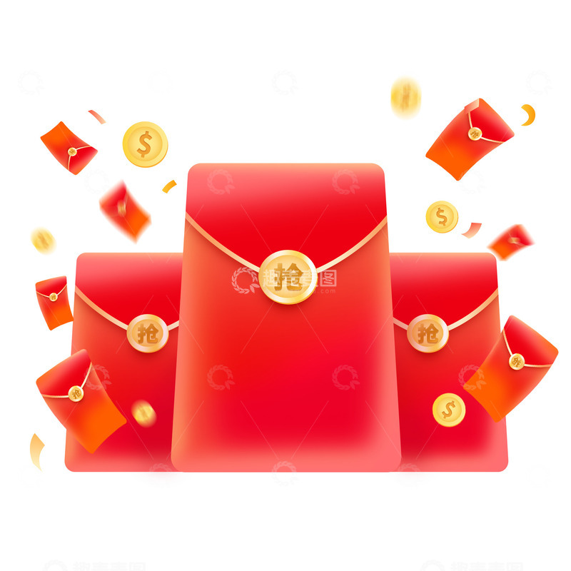 源文件下载【趣麦麦图】红色喜庆中国风红包电商促销装饰插画元素