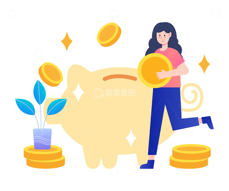 源文件下载【趣麦麦图】扁平金融人物元素