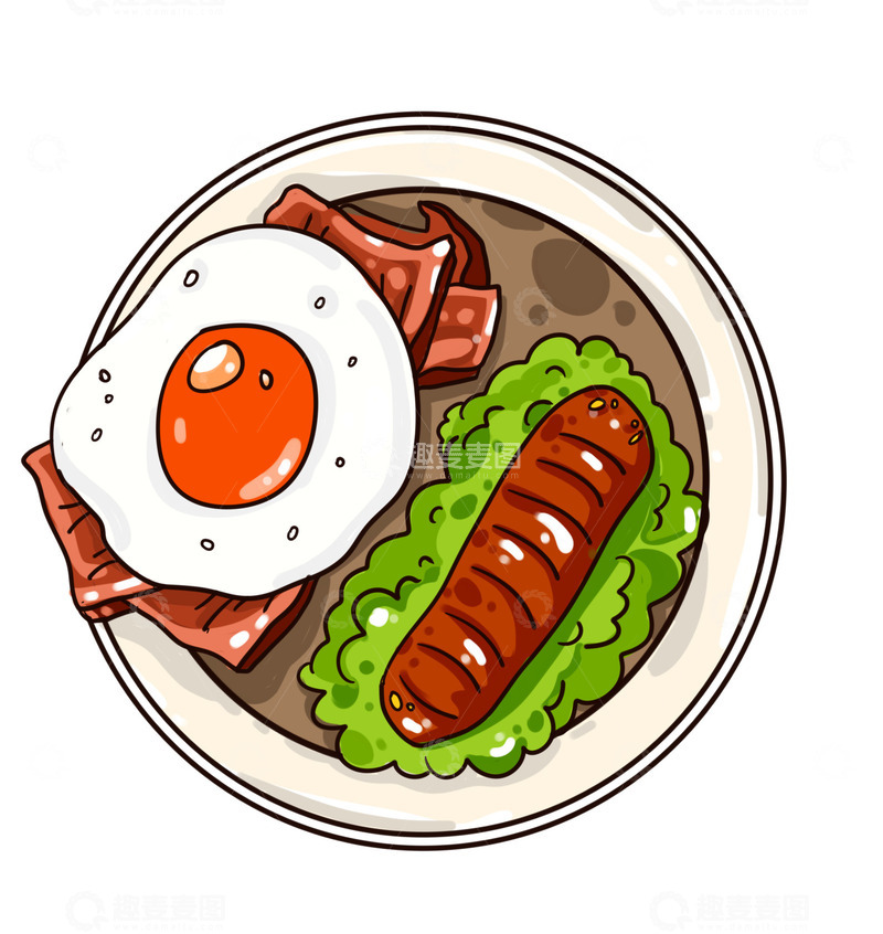 源文件下载【趣麦麦图】热狗鸡蛋美味早餐