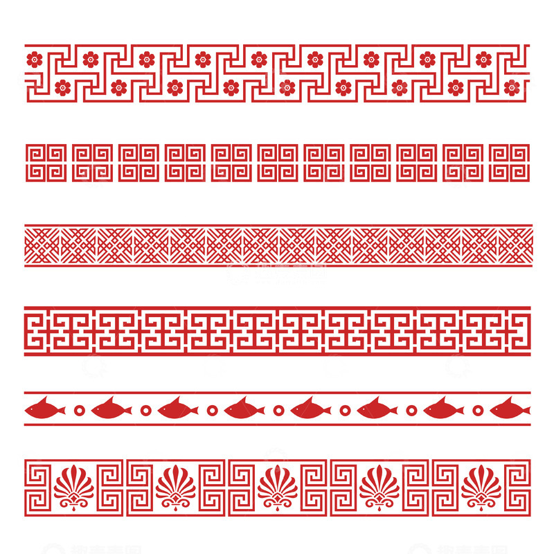 源文件下载【趣麦麦图】中国风复古传统花纹装饰线条分割线