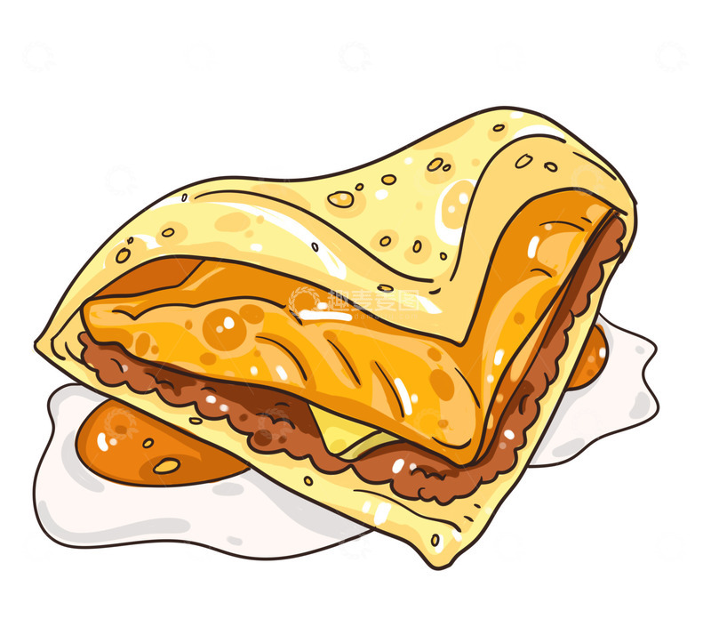 厚鸡蛋肉饼三明治