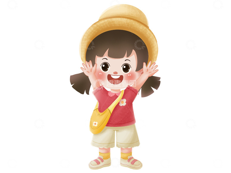 源文件下载【趣麦麦图】背着黄色包的小孩