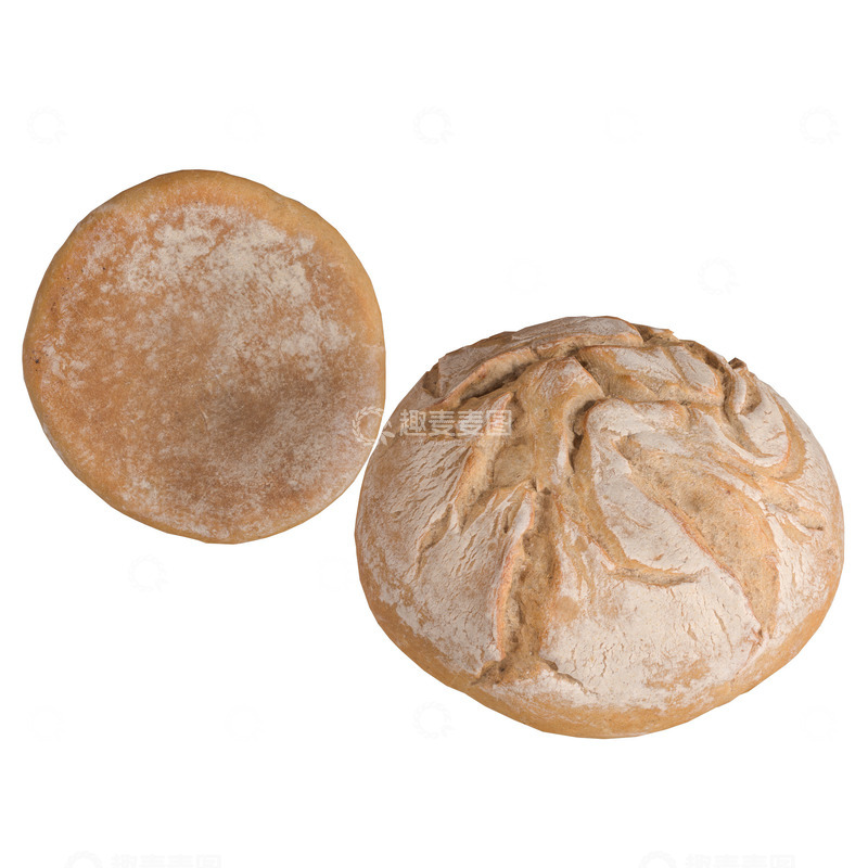 源文件下载【趣麦麦图】写实西餐食物圆白面包