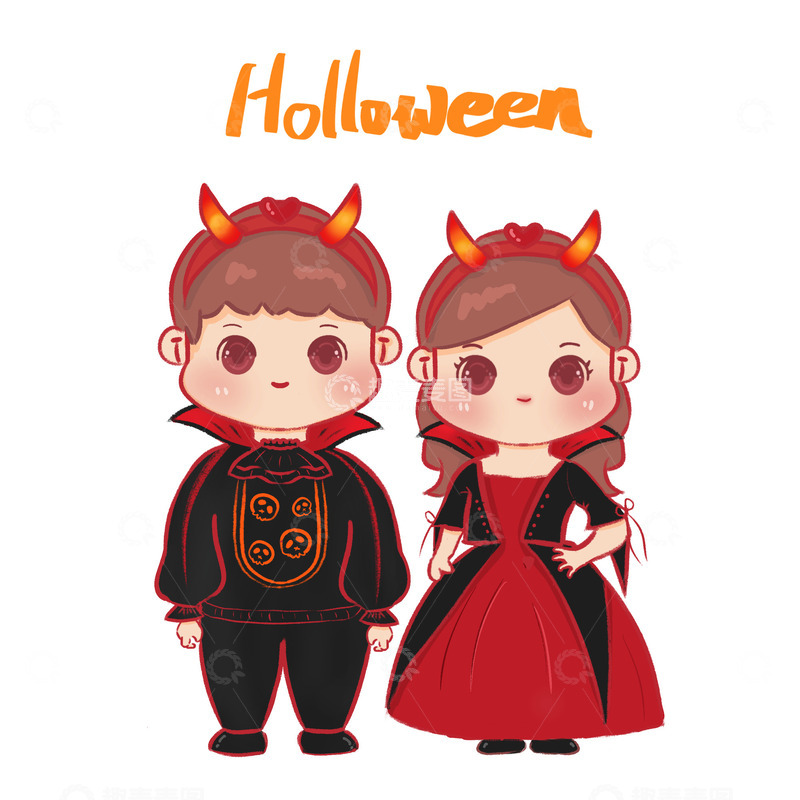 源文件下载【趣麦麦图】万圣节 Hollaween Q版 小恶魔