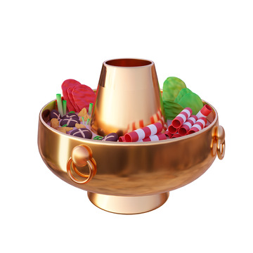 美食涮火锅餐饮中餐卡通3D模型