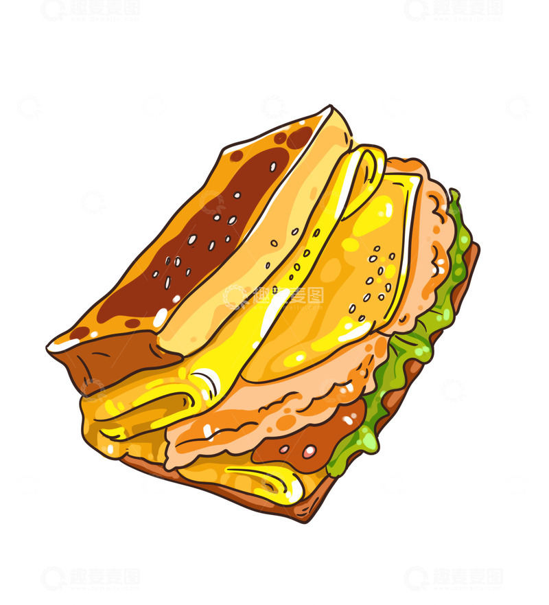 源文件下载【趣麦麦图】虾仁鸡蛋三明治