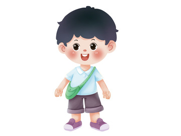 出门郊游的小男孩