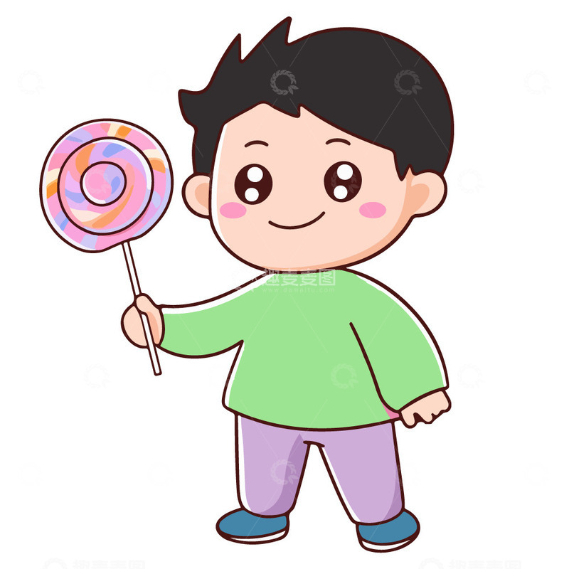 源文件下载【趣麦麦图】拿着帮帮糖的男孩子